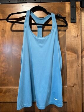 Nike Women's Sky Blue Racerback Tank Top with Swoosh
